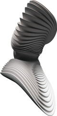 Wall Mural - Layered 3d white curvy flowing abstract shape isolated on a transparent background