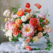 Bouquet featuring vibrant peonies