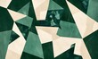 minimalist composition of trapezoids in emerald green and ivory, Generative AI