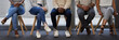 © peopleimages.com - Business people, legs and waiting room with line for interview, career or job opportunity at office. Group of employees, interns or candidates in row on chairs or banner for meeting at workplace