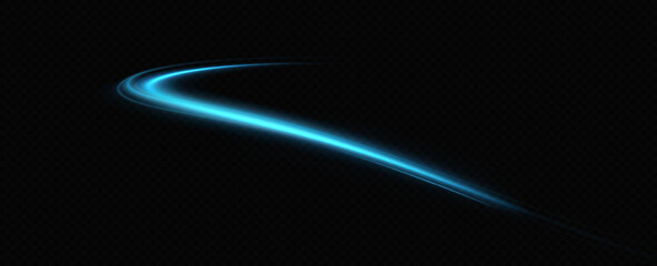 Aufkleber - Abstract light lines of movement and speed in blue. Neon lines of blue speed. Dynamic traces of light movement. Light wave of the trace, line of the trace.