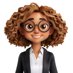 Wall Mural - 3d Character executive girl with curly hair