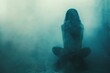 Haunting image capturing a figure shrouded in blue mist, symbolizing the isolation and obscured reality faced by those battling mental disorders like depression