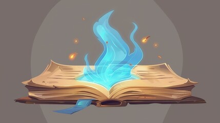Isolated medieval fairy tale myth grimoire assets to study in alchemy school gui design. Template for old fantasy magic book game icon ui cartoon modern.