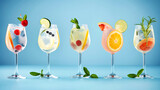 Fototapeta Kuchnia - Many kinds of cocktails on a color background