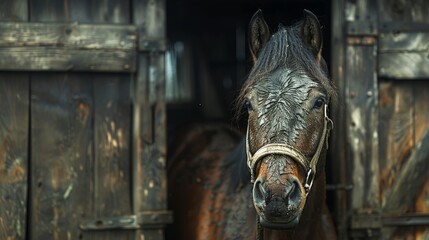 Wall Mural - an image of an horse in a stable