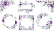 © Nataliya Kunitsyna - Watercolor floral border - frame. Violet flowers and eucalyptus greenery illustration isolated on transparent background. Purple roses, lilac peony for wedding stationary, greeting card