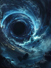 Wall Mural - a blue and white space with a large hole in the middle