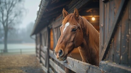 Wall Mural - an image of an horse in a stable