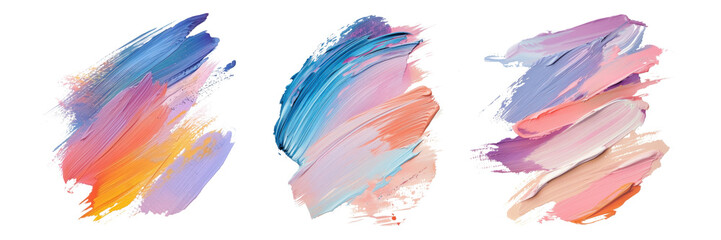 Colorful brush stroke png cut out element set