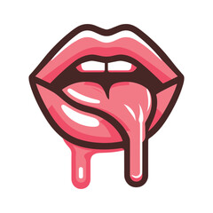 Wall Mural - Female mouth dripping isolated icon