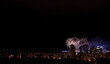 Series of fireworks in night city