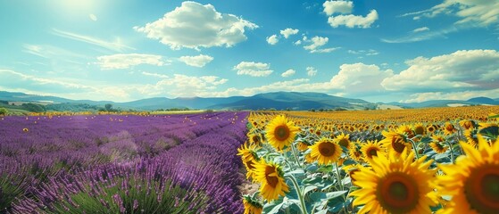 Wall Mural - A panoramic view of vast fields