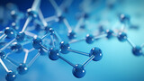 Abstract blue background, molecular structure close-up