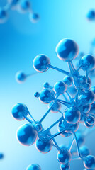 Wall Mural - Abstract blue background, molecular structure close-up