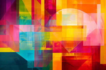 Wall Mural - An abstract interpretation of a rainbow in geometric shapes