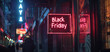 Black Friday Neon Sign, Vibrant Street Nightlife