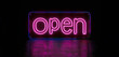 Vibrant Neon Open Sign, Colorful Lights on Dark Surface