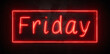 Red Neon Friday Sign, Bold and Bright