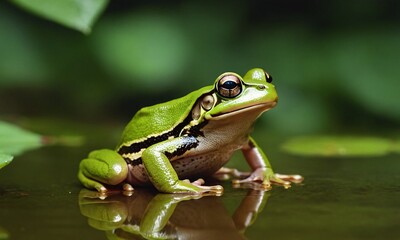 frog on the water