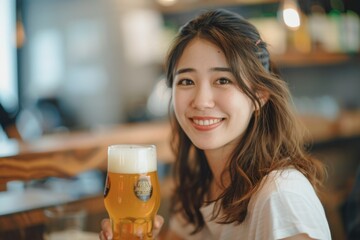 Wall Mural - ビールを飲む日本人女性（飲み会・女子会・乾杯・お酒）