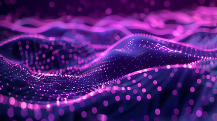 Wall Mural - Abstract waves of glowing digital lines, dynamic network system.