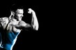 San marino flag handsome young muscular man black background