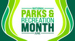 June is Parks and Recreation Month background template. Holiday concept. use to background, banner, placard, card, and poster design template with text inscription and standard color. vector