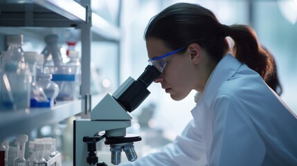 Wall Mural - Research scientist working on experiment in a biochemistry lab