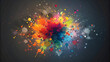 Colorful Splash: Abstract Vector Art on Grey Background