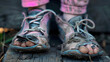 © john - Homeless Child Wearing Old Worn Out Shoes with Holes in them Toes Sticking Out