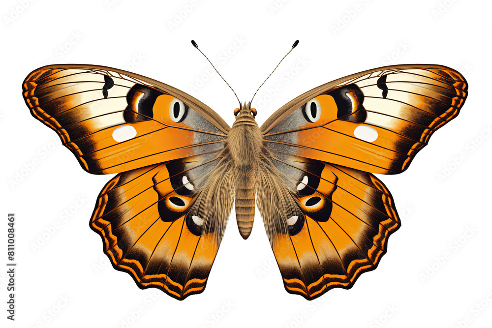 Orange and brown butterfly with white and black markings on its wings ...