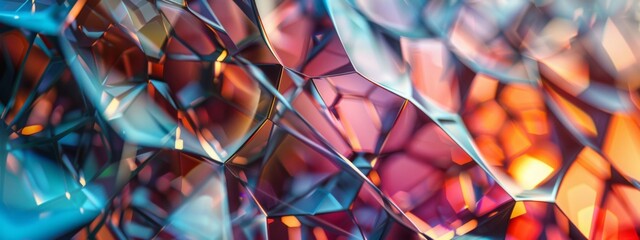 Leinwandbilder - Close-up view of a vibrant, abstract glass structure with a play of light and color.