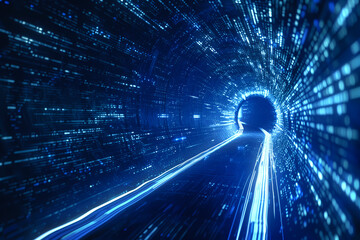 digital lines high speed. curved bright neon lines. smooth is used to portray a data network.