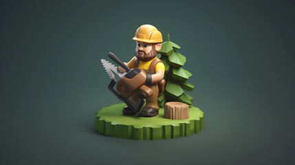 Canvas Print - Clearcutting Icon Lumberjack 3d