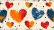 Pattern with casual scattered texture. Hand drawn hearts on a Valentine's simple background.