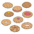 Cookie set graphic color isolated sketch illustration vector