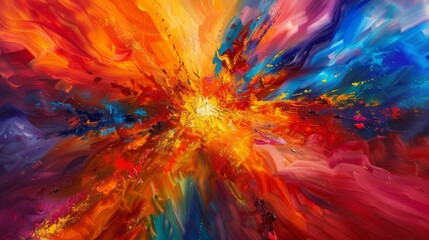 Aufkleber - A dynamic burst of rainbow hues creates a vivid abstract display resembling a colorful explosion.