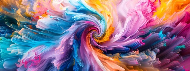 Aufkleber - A vivid, swirling fusion of blues, pinks, oranges, and purples creating an abstract visual experience.