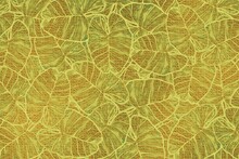 Yellow Green Leaf Pattern Background, Abstract Leaves Background