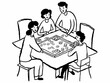 illustration of friends playing carrom board game