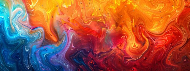 Aufkleber - A close-up view of swirling multicolored paint creating an abstract and vibrant art piece.