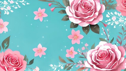 Wall Mural - pink rose background,bouquet of pink roses