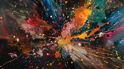 Poster - A vibrant mix of colors bursting outwards from the center on a dark background, suggestive of dynamic movement.
