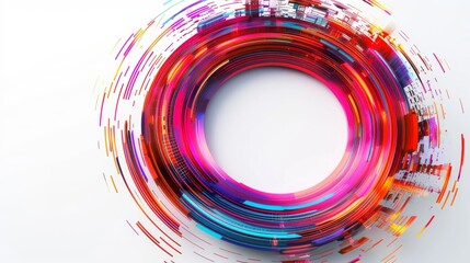 Leinwandbilder - Modern design elements in 3D. Colorful glitch circle on white background. Abstract geometric shapes.