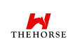 Letter H logo design with center shape of horse head, horse racing sport, horse breeding.