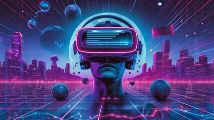 Aufkleber - Poster for print and web featuring a futuristic HUD with retro games elements.