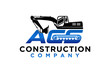 Logo design of an excavator at a construction site with the initials letters ACS