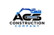 Logo design of an excavator at a construction site with the initials letters ACS