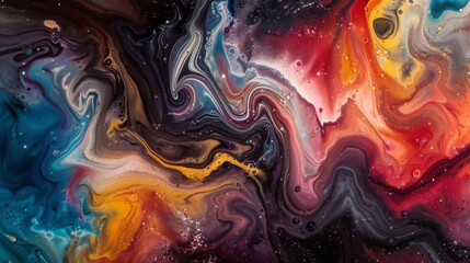 Aufkleber - An abstract painting featuring a multitude of colors and shapes, creating a dynamic and visually stimulating composition.
